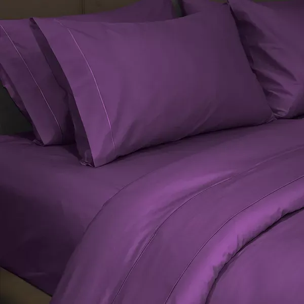 Fieldcrest Plain Duvet Cover - 100% Cotton - 220 Thread Count - King - Dark Purple product thumbnail 3