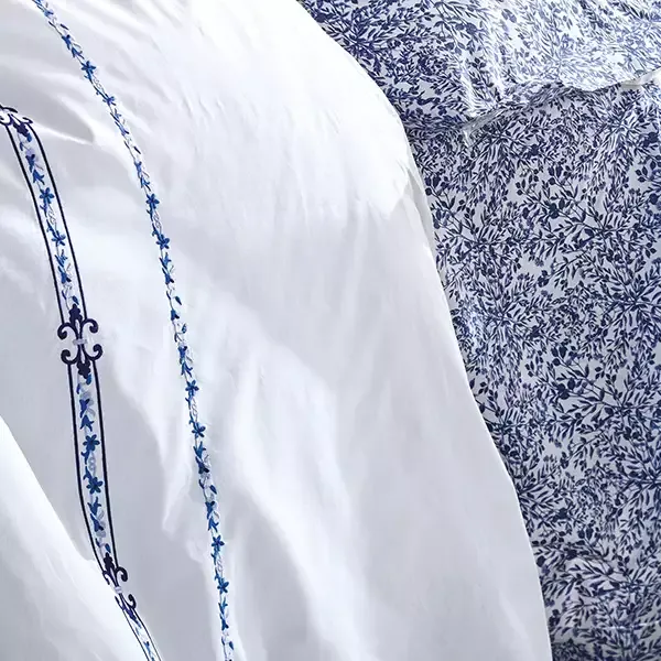Nova Home Delmor Embroidered Duvet Cover Set - 100% Cotton - King & Super King - 6 Pcs - Navy product thumbnail 5