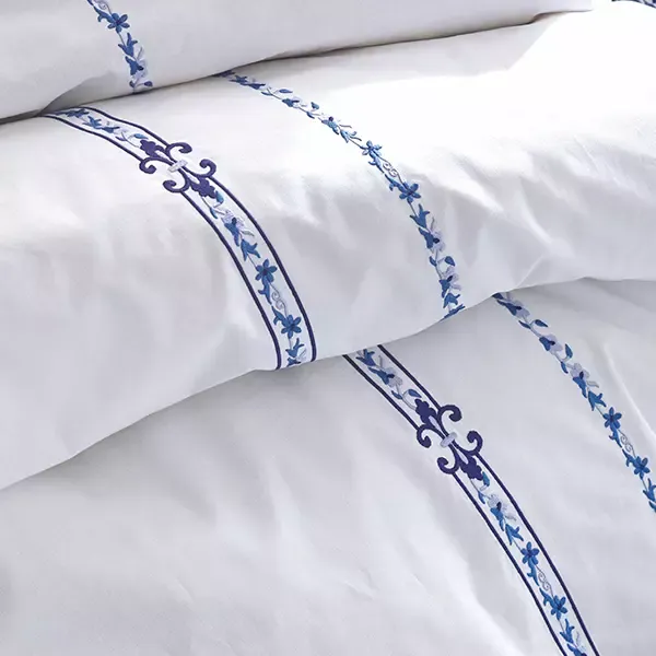 Nova Home Delmor Embroidered Duvet Cover Set - 100% Cotton - King & Super King - 6 Pcs - Navy product thumbnail 8