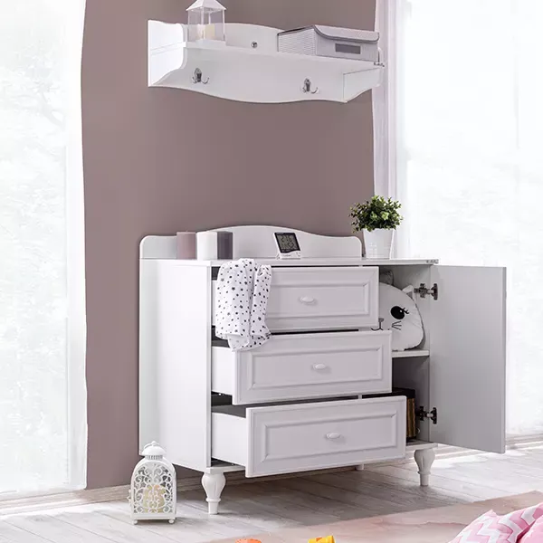 Pierre Cardin Aspendos Baby Room Dresser With Shelf - White product thumbnail 3