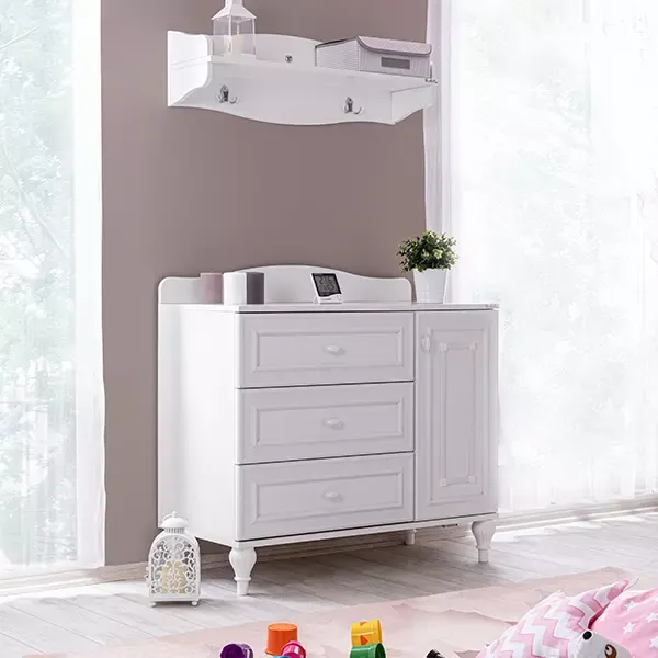 Pierre Cardin Aspendos Baby Room Dresser With Shelf - White product thumbnail 4