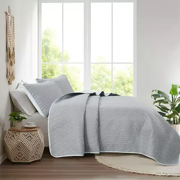 Nova Home "Cross" Bed Spread Set - 4 Pcs - King - Silver & Grey product thumbnail 6