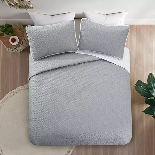 Nova Home "Cross" Bed Spread Set - 4 Pcs - King - Silver & Grey product thumbnail 5