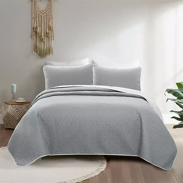 Nova Home "Cross" Bed Spread Set - 4 Pcs - King - Silver & Grey product thumbnail 2