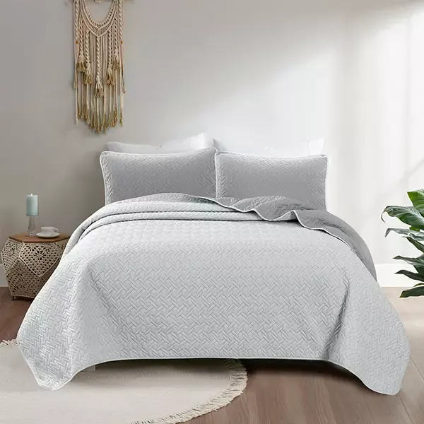 Nova Home "Cross" Bed Spread Set - 4 Pcs - King - Silver & Grey product thumbnail 3