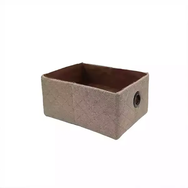 Weva Hammer Foldable Textile Storage Basket - 19x26x13 cm - Beige product thumbnail 4