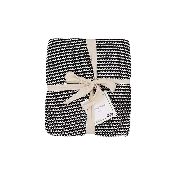 Nova Home Honey Bee Hand Knitted Throw - 100% Cotton - 130x160 cm - Black & Natural product thumbnail 3