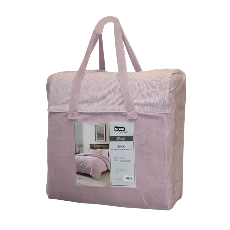 Nova Home Snug Winter Velvet Comforter Set with High Pile Backing - Lilac (Available In Sizes) product thumbnail 4