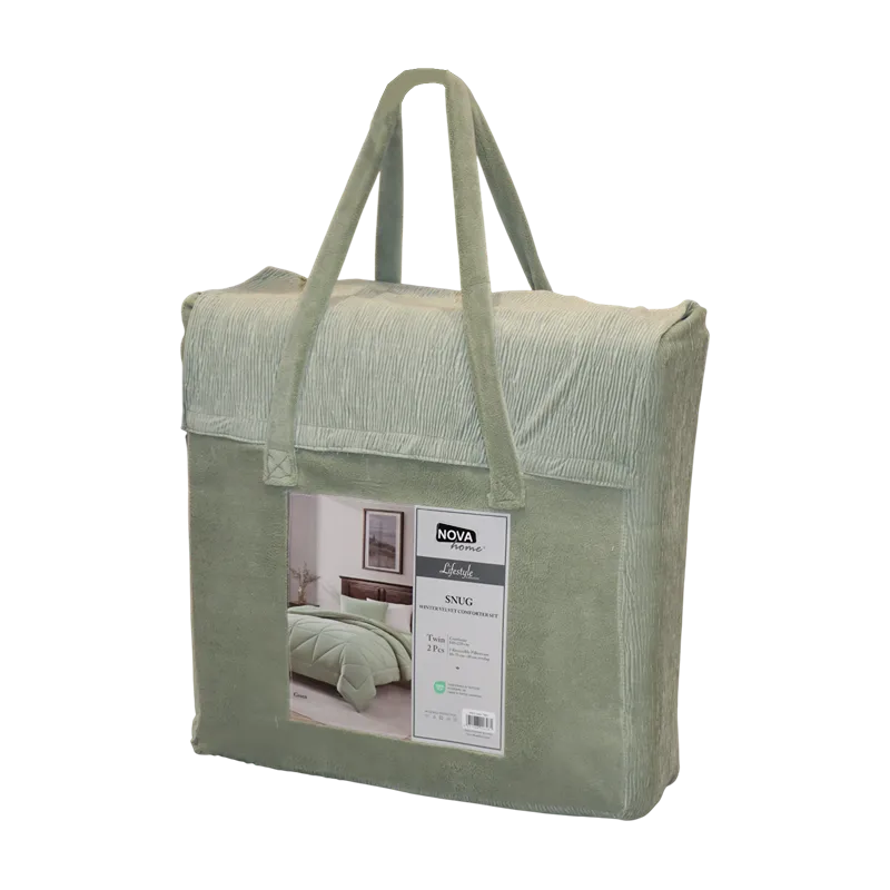 Nova Home Snug Winter Velvet Comforter Set with High Pile Backing - Green (Available In Sizes) product thumbnail 4