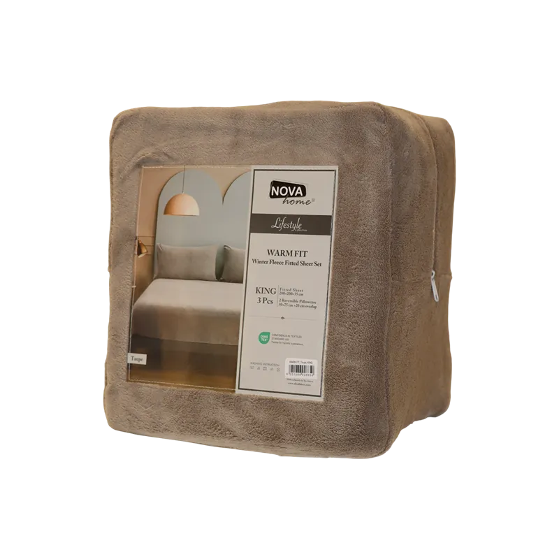 Nova Home WarmFit Winter Microfleece Fitted Sheet Set - Taupe (Available in Sizes) product thumbnail 2