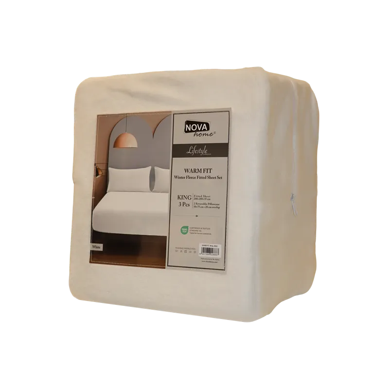 Nova Home WarmFit Winter Microfleece Fitted Sheet Set - White (Available in Sizes) product thumbnail 2