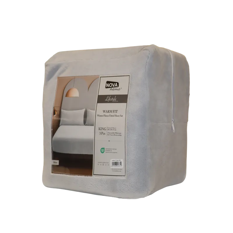 Nova Home WarmFit Winter Microfleece Fitted Sheet Set - Silver (Available in Sizes) product thumbnail 2
