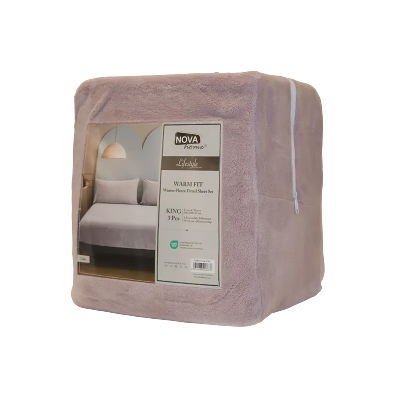 Nova Home WarmFit Winter Microfleece Fitted Sheet Set - Lilac (Available in Sizes) product thumbnail 2