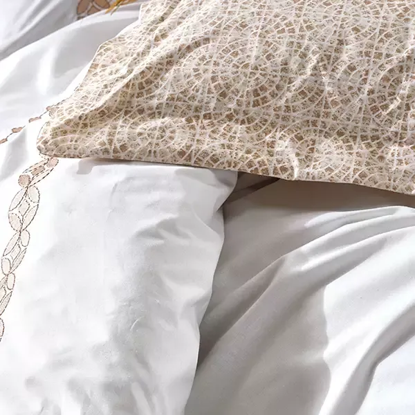 Nova Home Ines Embroidered Duvet Cover Set - 100% Cotton - King & Super King - 6 Pcs - Beige product thumbnail 8