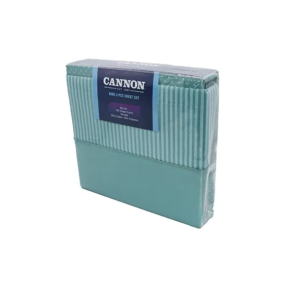 Cannon Dots & Stripes Fitted Sheet Set - Poly Cotton - King & Super King - 3 Pcs - Jade product thumbnail 6