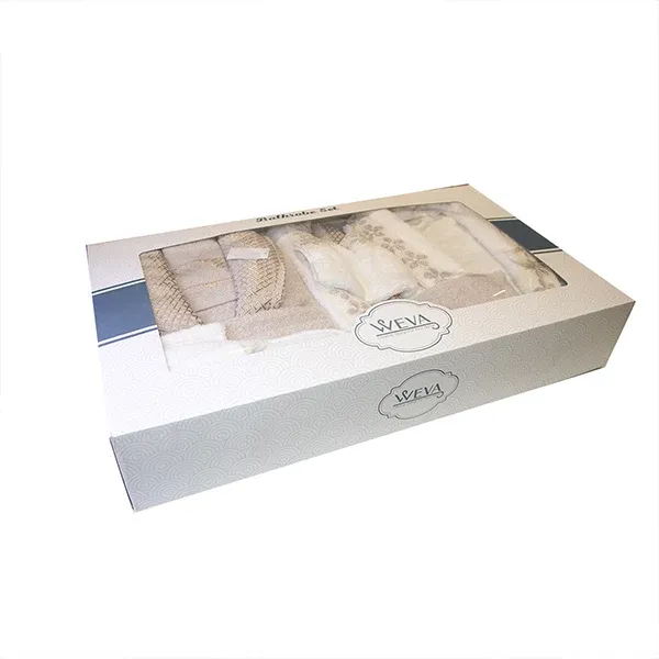 Weva Jasmine Family Bathrobe Set - 100% Turkish Cotton - 12 Pcs - Cream & Beige product thumbnail 5