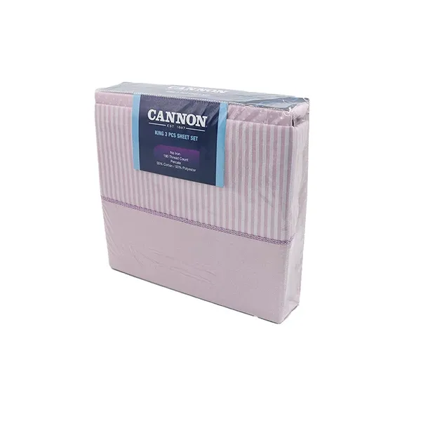 Cannon Dots & Stripes Fitted Sheet Set - Poly Cotton - Lilac (Available in Sizes) product thumbnail 6