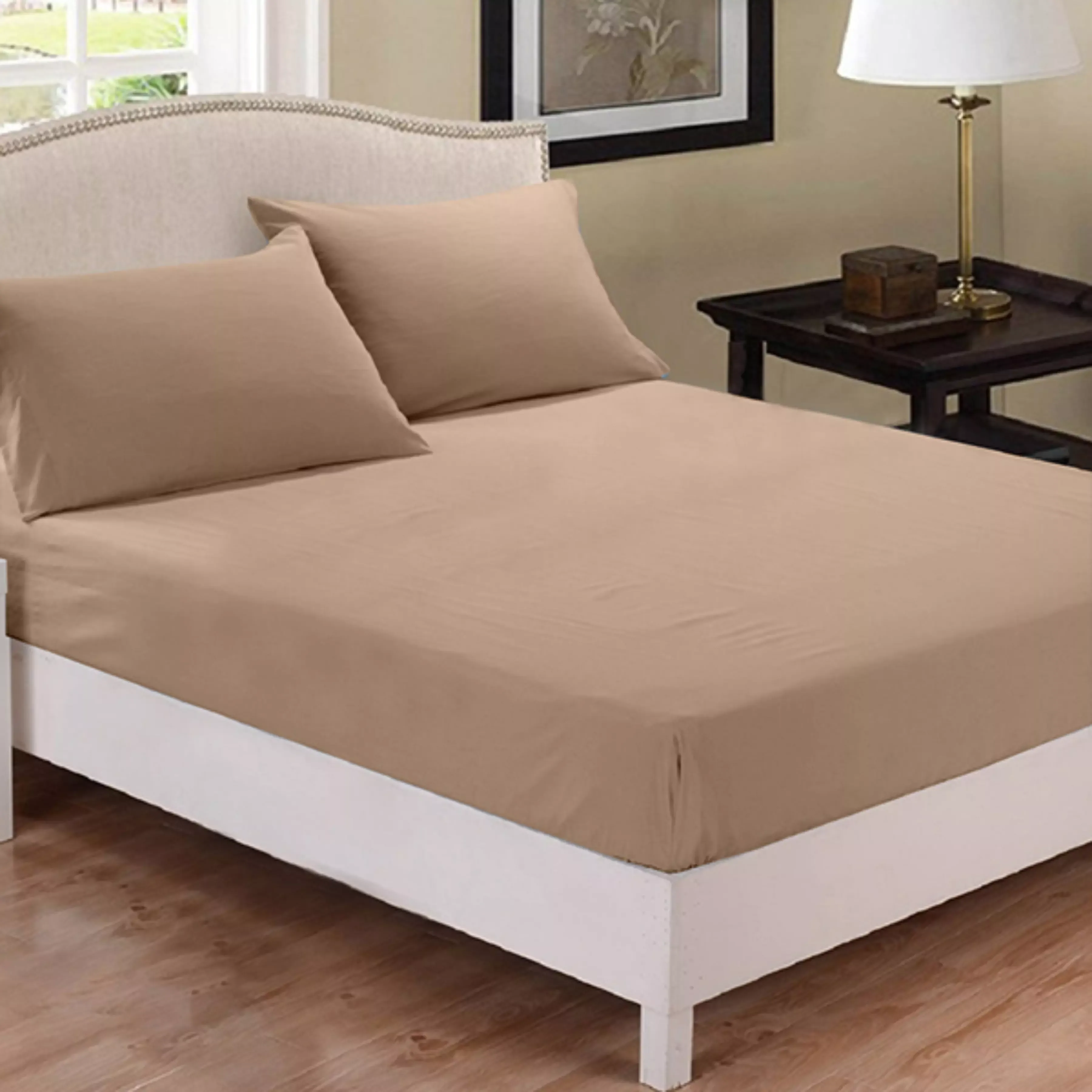 Fieldcrest Plain Fitted Sheet Set - 100% Cotton - 220 Thread Count - Linen (Available in sizes) product thumbnail 4