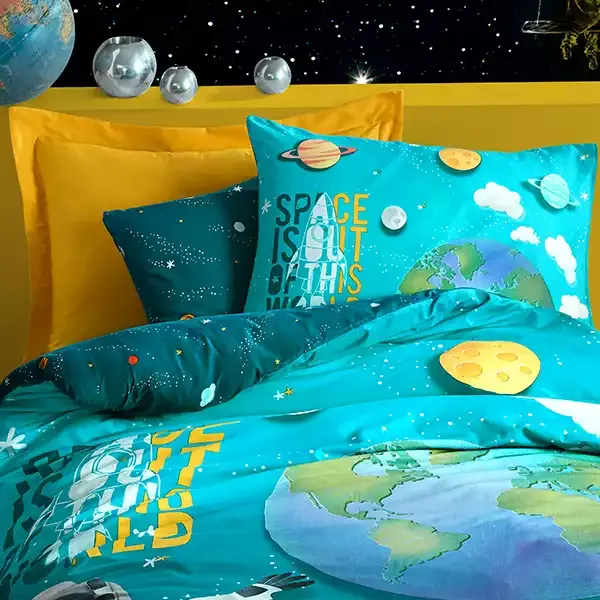 Nova Home Little Astronaut kids Duvet Cover Set - 100% Cotton - Single & Twin - 3 Pcs - Blue product thumbnail 6