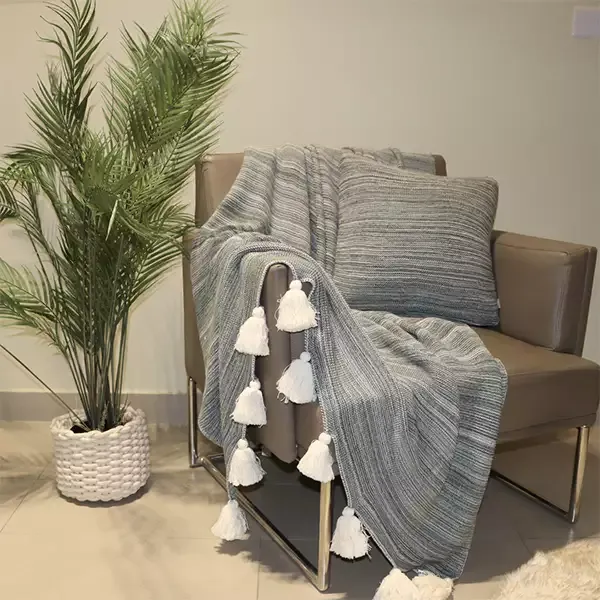Nova Home Marled Hand Knitted Cushion Cover - 100% Cotton - 45x45 cm - Green & Natural product thumbnail 5