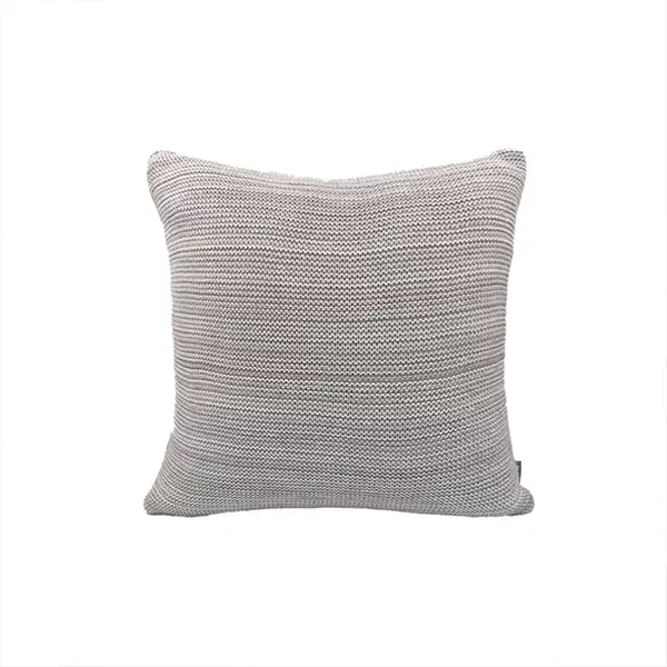 Nova Home Marled Hand Knitted Cushion Cover - 100% Cotton - 45x45 cm - Grey & Natural product thumbnail 2