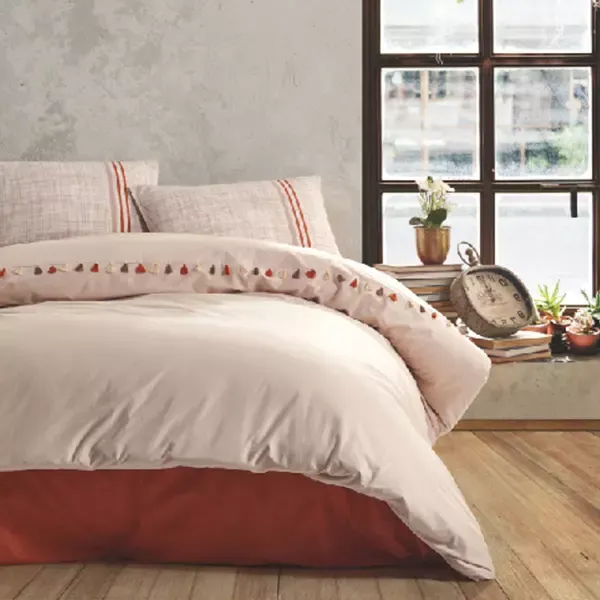 Nova Home Merri Duvet Cover Set With Tassels - 100% Cotton - King & Super King - 4 Pcs - Beige product thumbnail 4