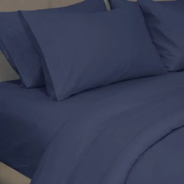 Fieldcrest Plain Duvet Cover - 100% Cotton - 220 Thread Count - Super King - Navy product thumbnail 3