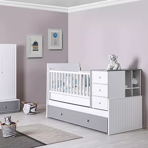 Pierre Cardin Neo Baby's Bed Convertible To Kid's Bed With Studying Desk - With Mattress - White product thumbnail 15