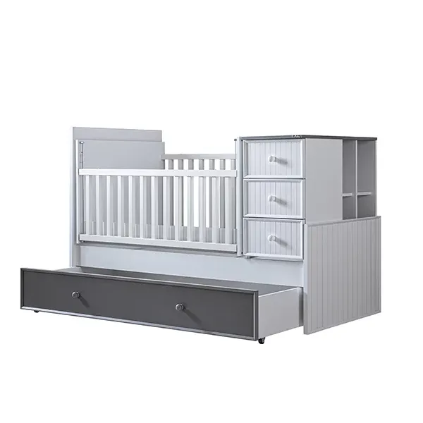 Pierre Cardin Neo Baby's Bed Convertible To Kid's Bed With Studying Desk - With Mattress - White product thumbnail 8