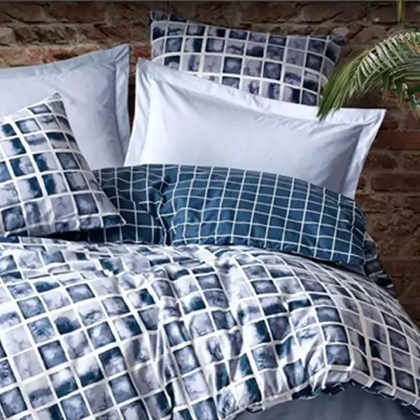 Nova Home Palo Printed Duvet Cover Set - 100% Cotton - King & Super King - 4 Pcs - Navy product thumbnail 8