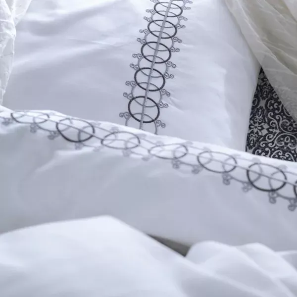 Nova Home Paola Embroidered Duvet Cover Set - 100% Cotton - King & Super King - 6 Pcs - Grey product thumbnail 6