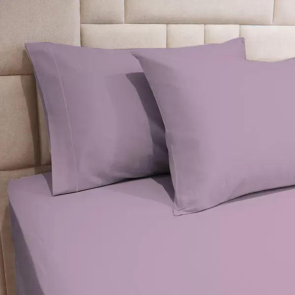 Fieldcrest Plain Fitted Sheet Set - 100% Cotton - 220 Thread Count - Plum (Available in sizes) product thumbnail 2