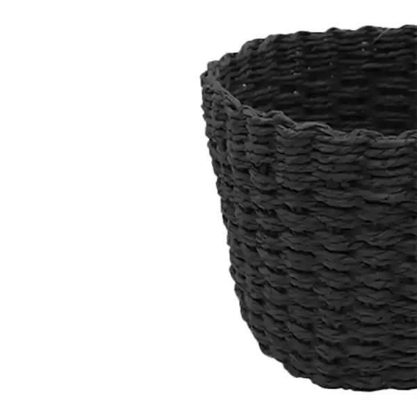 Weva Rattique Faux Rattan Storage Basket Set - 3 Pcs - Black product thumbnail 2
