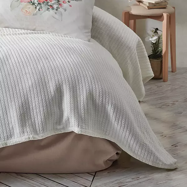 Nova Home Rosanna Pique Bedspread Set - 100% Cotton - Single & Twin - 3 Pcs - Cream product thumbnail 2