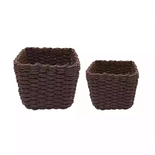 Weva Spectrum Faux Rattan Storage Basket Set - 2 Pcs - Dark Brown product thumbnail 4