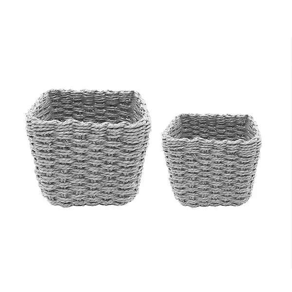 Weva Spectrum Faux Rattan Storage Basket Set - 2 Pcs - Grey product thumbnail 4
