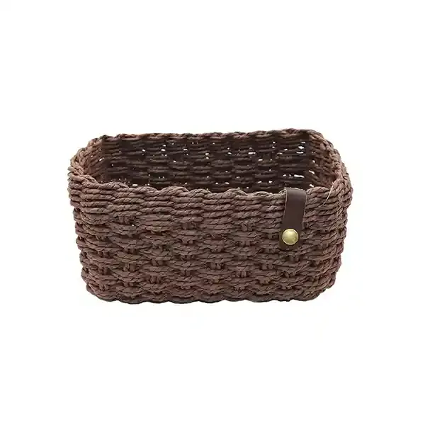 Weva Stack Faux Rattan Storage Basket Set - 3 Pcs - Dark Brown product thumbnail 2