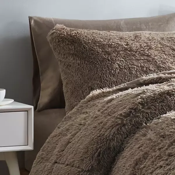 Nova Home Malea Winter Long Shaggy Fur Comforter Set - Taupe (Available in Sizes) product thumbnail 3