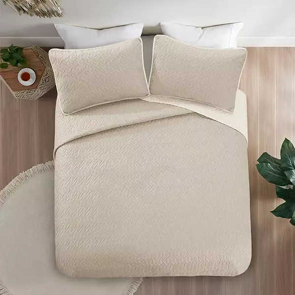 Nova Home "Cross" Bed Spread Set - 4 Pcs - King - Taupe & Ivory product thumbnail 6