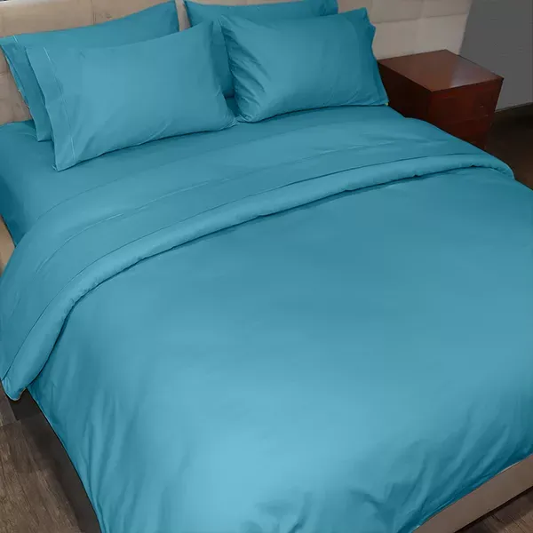 Fieldcrest Plain Duvet Cover - 100% Cotton - 220 Thread Count - Queen - Turquoise product thumbnail 4