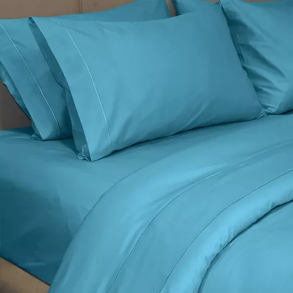 Fieldcrest Plain Duvet Cover - 100% Cotton - 220 Thread Count - Turquoise (Available in sizes) product thumbnail 3