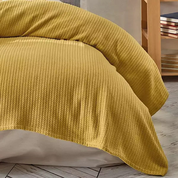 Nova Home Trigon Pique Bedspread Set - 100% Cotton - King & Super King - 4 Pcs - Yellow product thumbnail 3