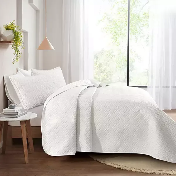 Nova Home "Cross" Bed Spread Set - White & White product thumbnail 3