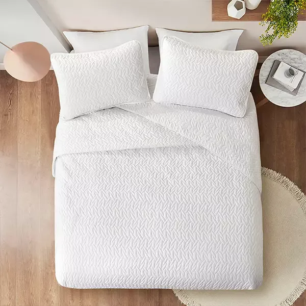 Nova Home "Cross" Bed Spread Set - 4 Pcs - King - White & White product thumbnail 4