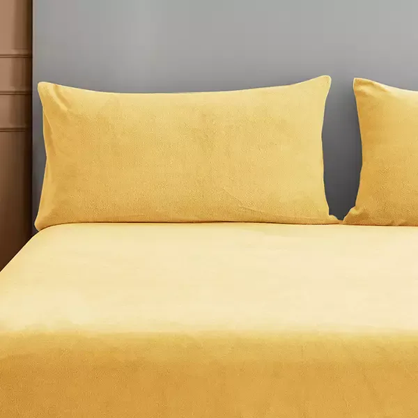 Nova Home WarmFit Winter Microfleece Fitted Sheet Set - Single & Twin - 2 Pcs - Yellow (Available in Sizes) product thumbnail 2