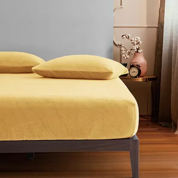 Nova Home WarmFit Winter Microfleece Fitted Sheet Set - King & Super King - 3 Pcs - Yellow (Available in Sizes) product thumbnail 5