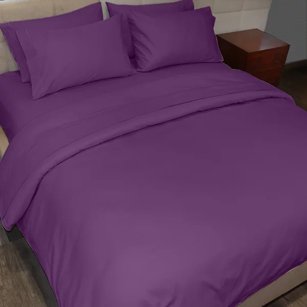 Fieldcrest Plain Duvet Cover - 100% Cotton - 220 Thread Count - Super King - Dark Purple