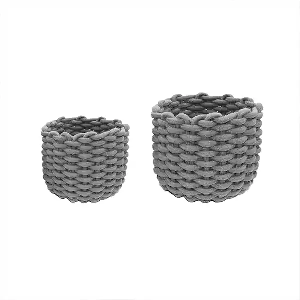 Weva Fiori Cotton Storage Basket Set - 100% Cotton - 2 Pcs - Grey