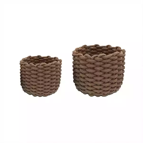 Weva Fiori Cotton Storage Basket Set - 100% Cotton - 2 Pcs - Taupe