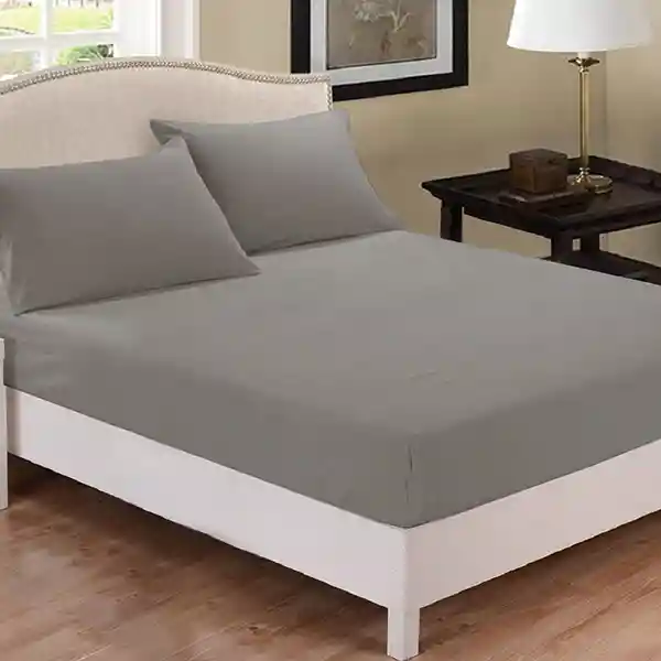 Fieldcrest Plain Fitted Sheet Set - 100% Cotton - 220 Thread Count - Queen - 3 Pcs - Grey